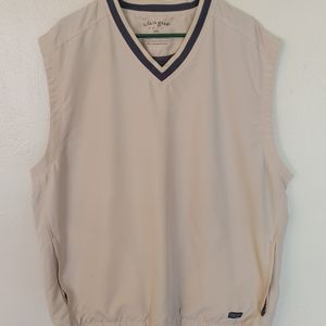 Life Is Good Golf Wind Vest Men's XXL 2XL Tan Beige Khaki Blue Lightweight